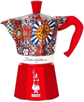 Bialetti Dolce & Gabbana Mocha Express 3 Cup Open Fire Espresso Maker (Coffee Maker, Mocha, Red)