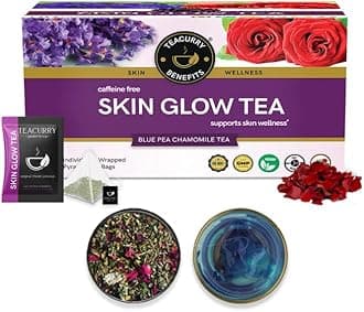 Teacurry Skin Glow Tea, Herbal Tea Bags, Caffeine Free (30 Teabags, 1 Month Pack) Pyramid Tea Bags, Helps Skin Detox For Rich Clear Glowing Skin, 60 Grams
