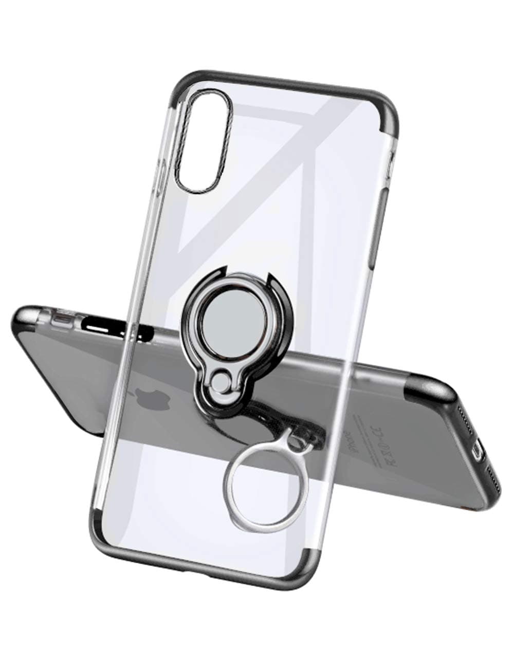 Yoopake iPhone Xs Max Case Clear Slim Fit Ultra Thin Cover with Grip Ring Holder Stand (360° Rotatable) and Magnetic Back for Car Mount, Protective Phone Case for iPhone Xs Max Black