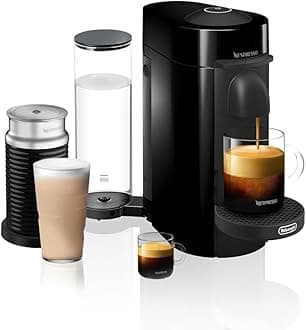 Nespresso VertuoPlus Coffee and Espresso Machine by De'Longhi with Milk Frother, Ink Black