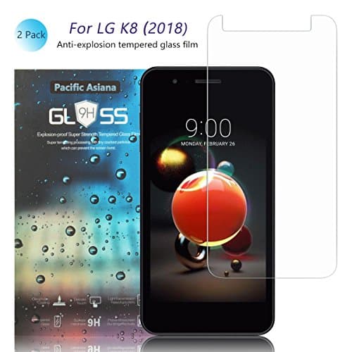 Pacific Asiana K8 2018/LG K9 Screen Protector, Ultra Thin 9H Hardness HD Clear Ballistic [Anti-Scratch][Bubble-Free][Case-Friendly][Anti-Drop] Tempered Glass Replacement for LG K8 2018 (2-Pack)