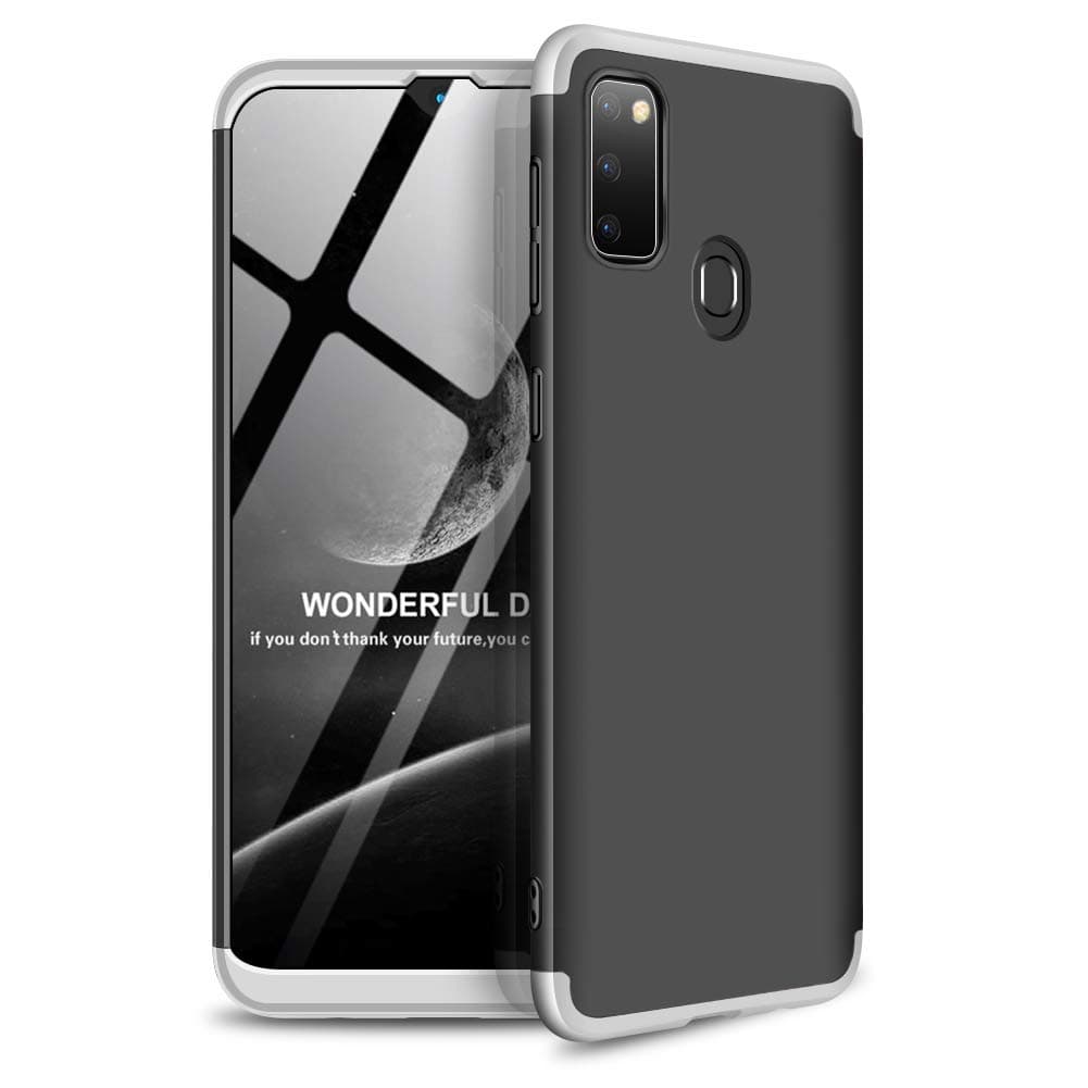 MISIDE Compatible for Samsung Galaxy M30S Case,[3 in 1] Anti-Scratch 360 Degree Full Body Coverage Protection Detachable PC Hard Cover Protective for Samsung Galaxy M30S (Black+Silver)