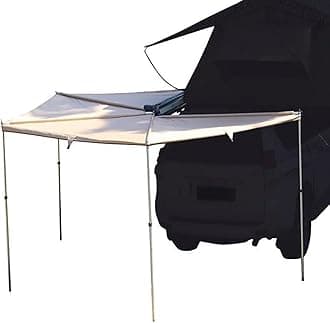 270 Car Awning, Pull-Out Roof Rack Vehicle Canopy, Folding Retractable Portable 270 Degree Car Side Awning Sun Shelter for Camping Trips-Left Side, Khaki