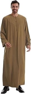 Men's Muslim Clothes Durable Kaftan Robe Dubai Long Gown Ethnic Clothes,1pc Soft Robe