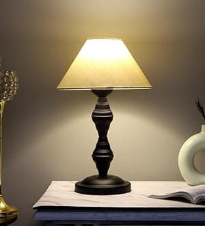 tu casa Metal Table Lamps with Off-White Shade for Home Décor, Bedrooms, Livi...