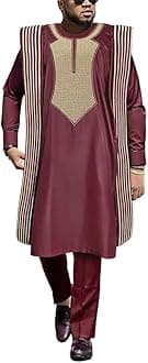 African Mens Clothing Traditional Wedding Attire Embroidery Agbada Boubou Caftan Nigerian Male Clothes Set