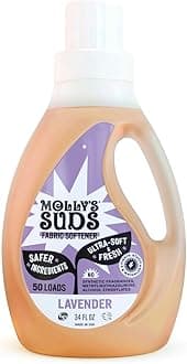 Molly's Suds Natural Fabric Softener Liquid for Sensitive Skin | Plant-Based, Infused with Essential Oils | Fights Static, Reduces Wrinkles, Deodorizes | Lavender, 50 Loads
