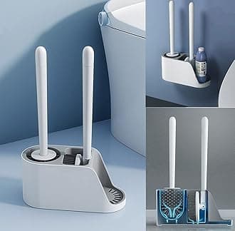 Toilet Brush and Holder Set,Bathroom Brush & Silicone Toilet Bowl Brush Set,No Scratch,No-Slip Handle Toilet Cleaner Brush,Wall Mount&Freestanding