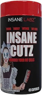 Insane Labz Insane Cutz Intense Fat Burner for Men and Women, Thermogenic Weight Loss Supplement with Dandelion Root Extract Fueled by AMPiberry, Appetite Suppressant - 45 Daily Srvgs (45 Capsules)