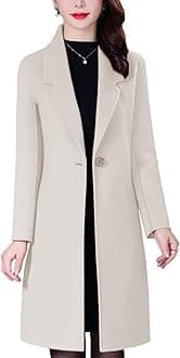 BankengWomen Winter Wool Blend Camel Mid-Long Coat Notch Double-Breasted Lapel Jacket Outwear