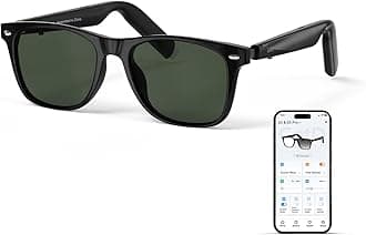 AI Glasses for Men & Women, Smart Glasses Powered by ChatGPT, AI Real-time Translation, Bluetooth Sunglasses (Black Frame + Green Polarized Lens)