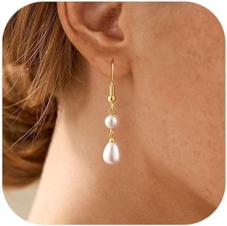 CHESKY Christmas Gifts Pearl Earrings for Women, Dainty 14K Gold Plated/Silver Plated Drop Quality Handpicked AAA+ Freshwater Cultured Round Pearls Dangle Earrings Wedding Jewelry for Women Gifts