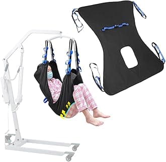 Patient Lift Sling for Hoyer Home Use Elderly Bedridden Patient Lift Assist Aid Medical Toileting Sling Devices Full Body Elevation Lifter for Adults Sit to Stand Positioning Transfer Belt (Black)