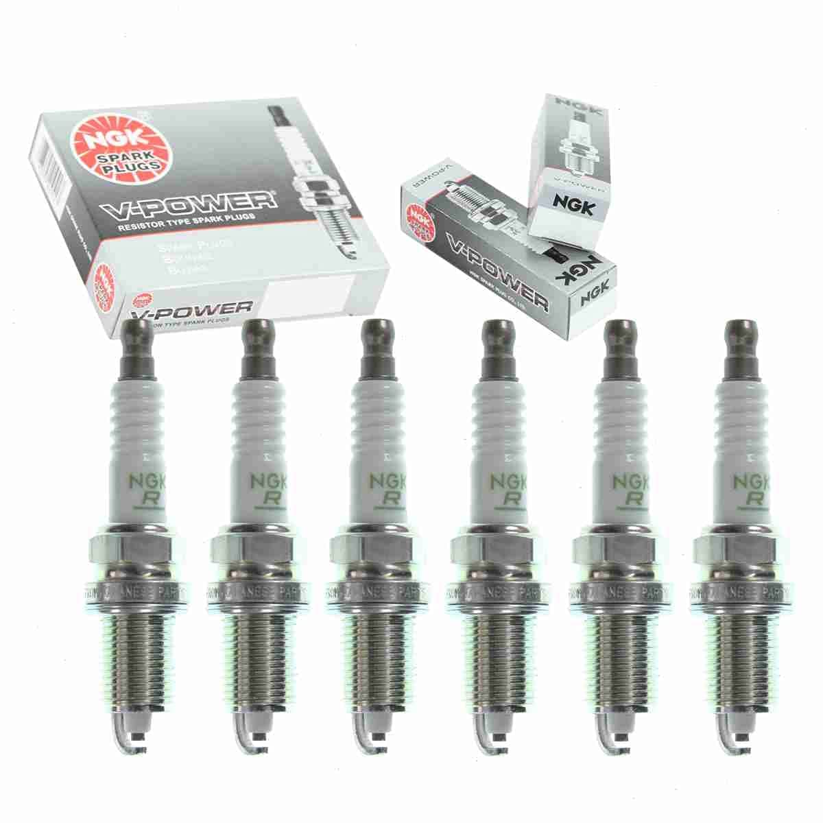 6 pc NGK V-Power Spark Plugs compatible with Jeep Liberty 3.7L V6 2002-2012