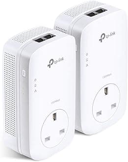 TP-LINK (TL-PA9020P KIT) AV2000 GB Powerline Adapter Kit, AC Pass Through, 2 Ports