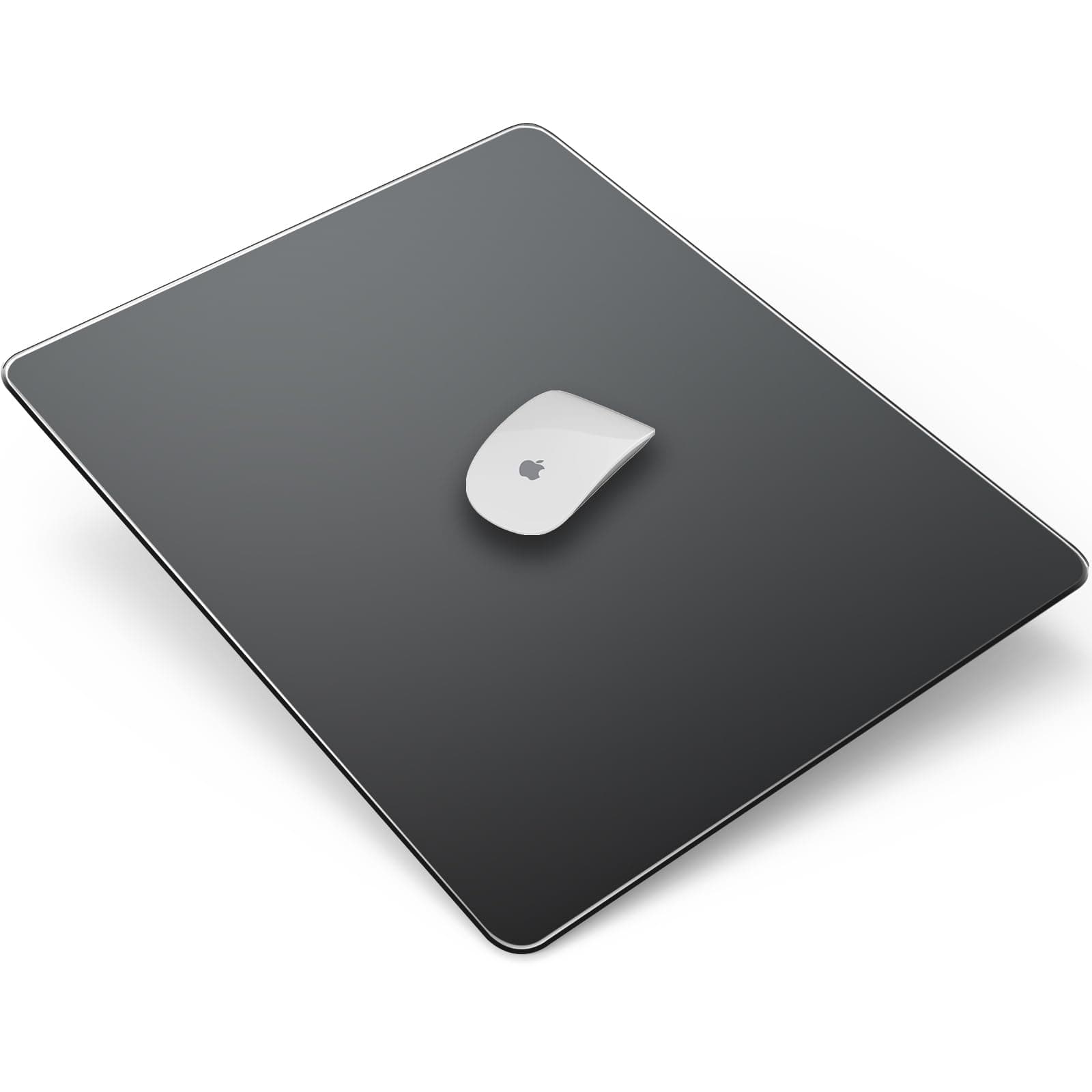 Glass Mouse Pad Double Side Waterproof Ultra Smooth Mouse Pad for Fast and Accurate Mouse Control for Office and Gaming (Black-16 * 12)