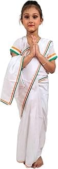 BookMyCostume Tri Colored Tricolor Saari Independence Day Indian Patriotic Girls Fancy Dress Costume 6-7 years