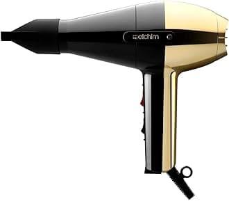 Elchim Classic 2001 Hair Dryer: Light 1875 Watt Quick Dry Professional Salon Blow Dryer, Gold/Black