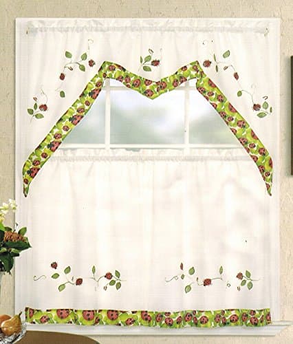 Fat Chef Kitchen Curtain Set with Valance Embroidered 0075