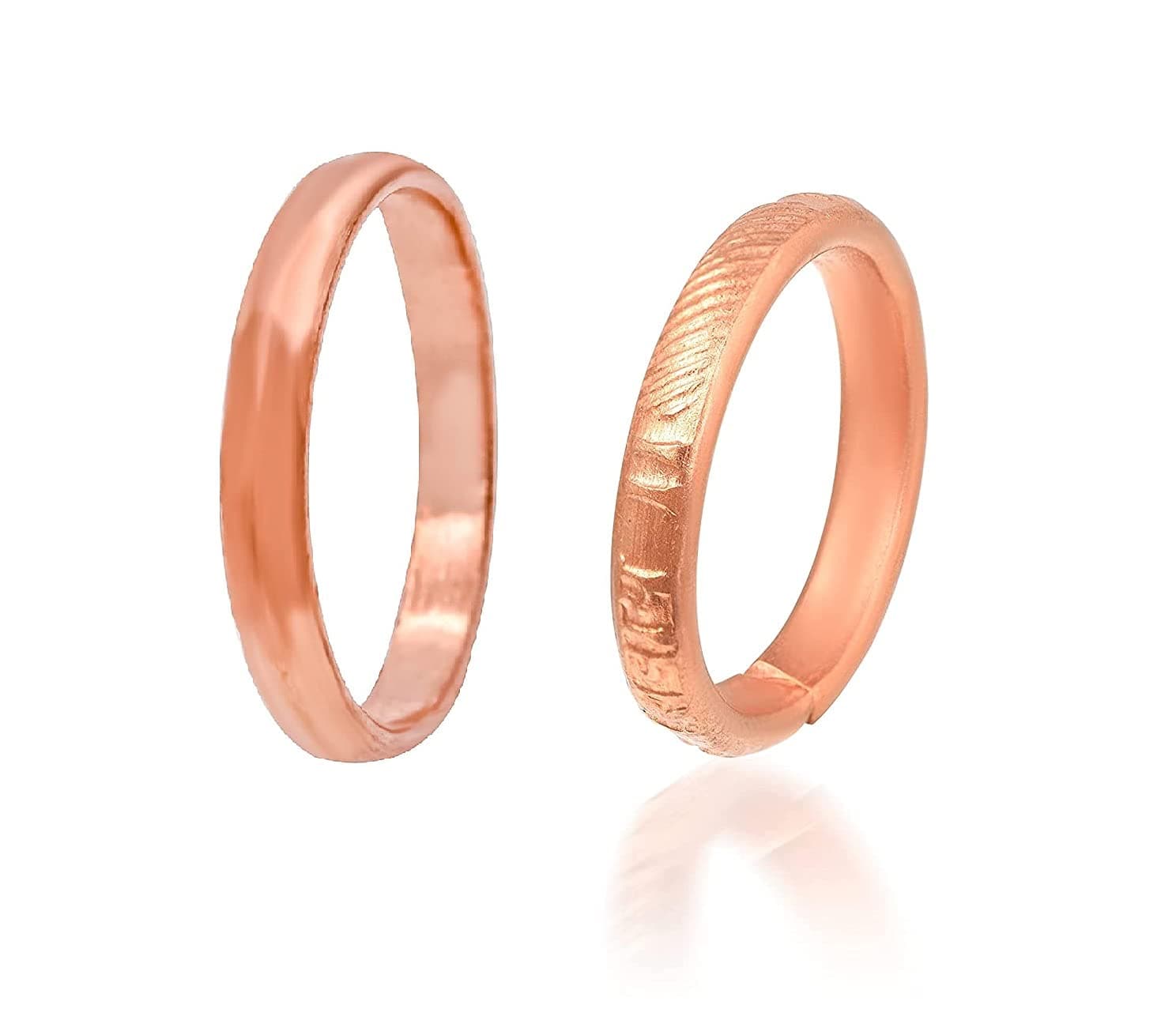 Morir Copper Plain and Om Namah Shivay Engraved Tamba Adjustable Free Size Finger Ring Challa Copper Rings for Men Women (2pcs)