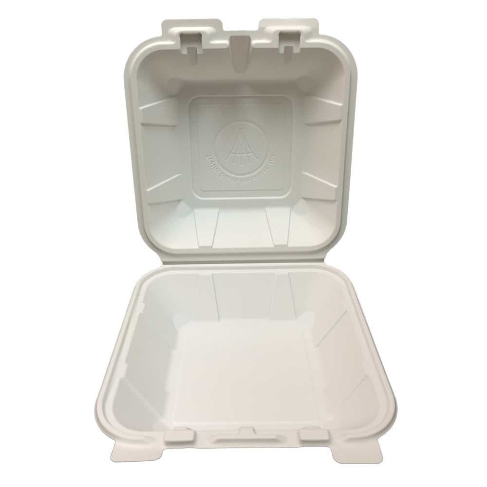 Trellis Earth TRH-41 Bioplastic 8" x 8" Clamshell with Single Compartment, Natural (Pack of 200)
