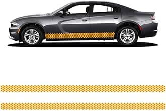 Vinyl Car Side Skirt Decals Compatible for Dodge Charger Side Body Racing Stripes Sticker Stripe Graphics Door Decoration Racing Accessories (Gloss Orange nest)