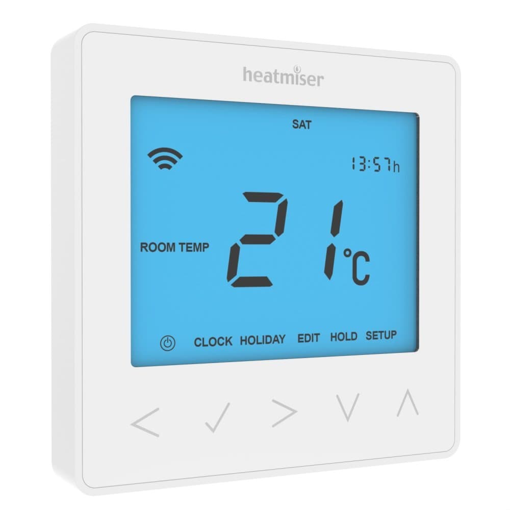 Heatmiser White NeoStat-E 230V Programmable Thermostat for Electric Under Floor Heating