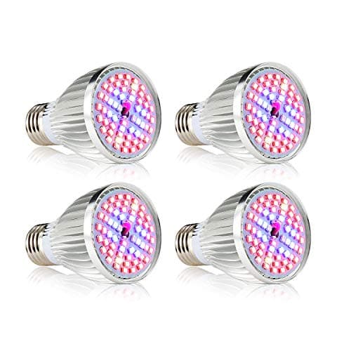 Led Grow Light Bulb, 60W Full Spectrum Grow Lights E26 Grow Plant Light for Hydroponics Greenhouse Organic, Lights for Fish Tank, Hydroponic Aquatic Indoor Plants,Pack of 4