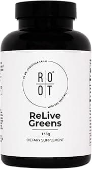 - Root Relive Greens by Dr. Rahm's | Superfood Powerhouse with Dark Leafy Greens, Fruits & Fibers - 153g