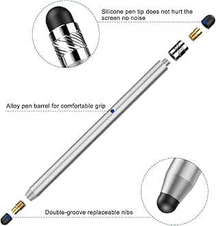 2 Pack Stylus Pens for Touch Screens,High Sensitivity Precision Capacitive Stylus Pen Compatible with iPad iPhone Samsung Tablets All Universal Touchscreen Devices with 4 Rubber Tips (Blue,Rose Gold)