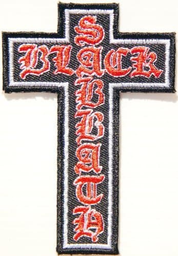 1 X 2.5 x 3.5BLACK SABBATH Cross Logo Heavy Metal Rockabilly Rock Punk Music Band jacket T shirt Patch Iron on Embroidered music patch by Tourlesjours by Tour Les Jours