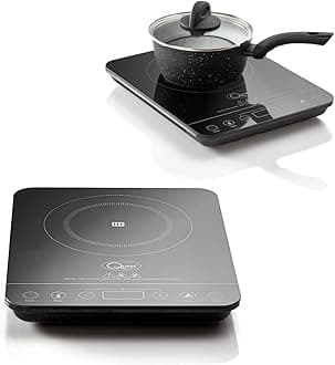 Quest 35839 Single Digital Induction Hob & Hot Plate / 10 Temperature Settings From 60-240°C/Touch Control with LED Display/Automatic Overheat Protection / 2000W