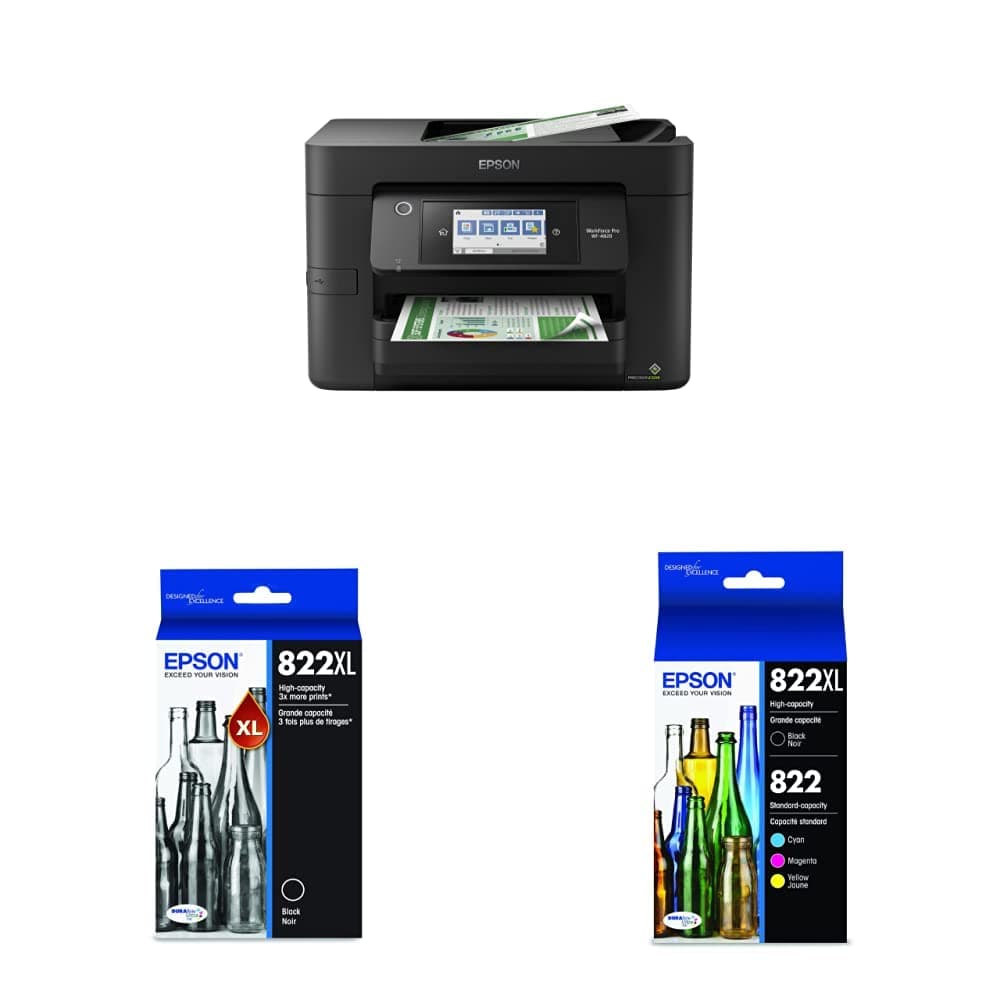 Epson® Workforce® Pro WF-4820 Wireless Color Inkjet All-in-One Printer & EPSON T822 DURABrite Ultra Ink High Capacity Black (T822XL120-S) T822 DURABrite Black