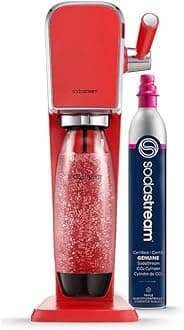 SodaStream Art Sparkling Water Maker (Mandarin Red) with CO2 and Dishwasher Safe Bottle