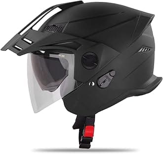 Steelbird SBH-23 GT Plus Open Face ISI Certified Helmet with Inner Sun Shield (Large 600 MM, Dashing Black)