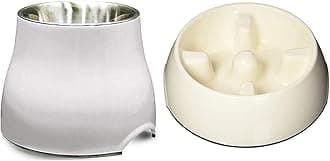 Dogit Elevated Dog Bowl and Slow Feeder Dog Food Bowl, White, Large
