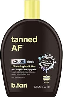 b.tan UV Tanning Bed Lotion | Darkest Tanning Lotion - Tinted, Indoor Outdoor Tan Bronzer Accelerator, Best Browning Body Tan Extender, No Sun Protection, 12 Fl Oz