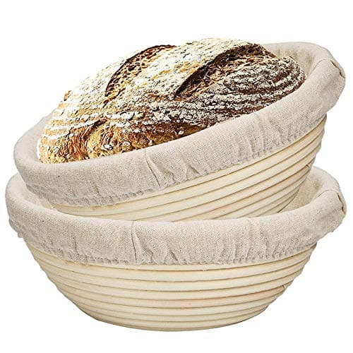 Tashido 2 Packs 9 Inch Bread Proofing Basket - Baking Dough Bowl Gifts for Bakers Proving Baskets for Sourdough Lame Bread Slashing Scraper Tool Starter Jar Proofing Box