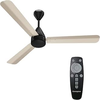 Crompton Energion Hyperjet 1200mm BLDC Ceiling Fan | Point Anywhere Remote Control | BEE 5 Star Rated Energy Efficient | Superior Air Delivery | Anti-Rust | 2 Year Manufacturer Warranty | Ivory Black