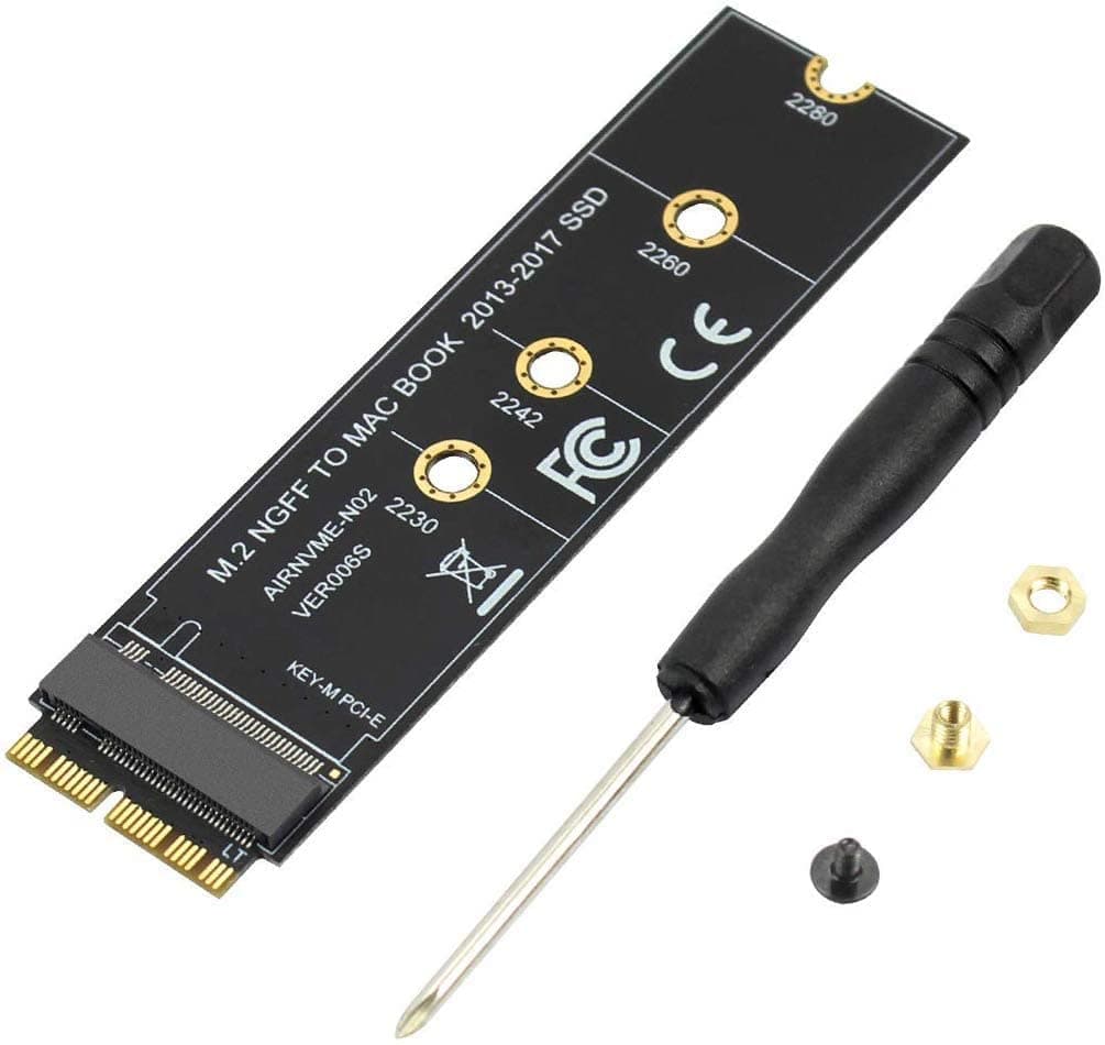 M.2 NVME SSD Convert Adapter Card for MacBook Air Pro Retina (Year 2013-2017), NVME/AHCI SSD Upgraded Kit for A1465 A1466 A1398 A1502(Not Fit Early 2013 MacBook Pro)