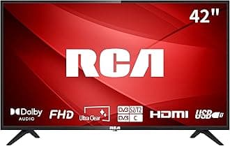 RCA 42 Inch FHD TV, DVB-T2-C-S2 Dolby Audio Freeview 1080P Television, Full HD HDMI SCART USB Monitor for PS5 Xbox, Large Screen TV for Living Room