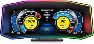 Obd2 Gauge Display for Cars P4, Digital Speedometerwith Overspeed, RPM, water temperature, voltage alarm, Heads Up Display Suitable for All Car