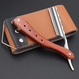 Premium Stainless Steel Shaver Razor with Shaving Strop for Men，Professional Straight Edge Barber Razor,Straight razors for men, Home & Salon Grooming Using (NO.172)