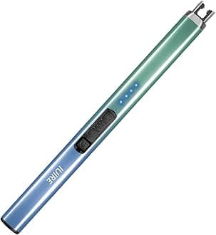 IUIRE Electric Candle Lighter with Flashlight USB C Rechargeable Arc Lighters for Candles Windproof Plasma for Camping BBQ Stove Home Emergency with Safety Switch LED Battery Display