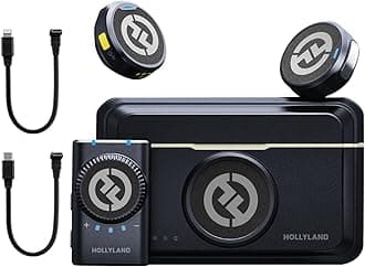 Hollyland Lark M2 Wireless Lavalier Microphone (2TX+1RX) for Camera, iPhone, Android, PC, 48kHz/24-bit Audio, Mini Mic, 40H Battery Life, Noise Cancellation, 300m Los Range for Vlog Youtuber-Black