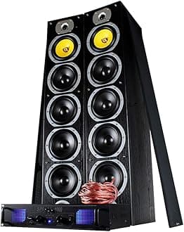 Fenton SHFT57B HiFi Tower Speakers System with SPL1000 Amplifier – 3-Way Dual 6.5" Woofer, 200W RMS, Bluetooth, Home Audio, Bass Reflex, Party Speaker, High-Performance Sound for Home Entertainment