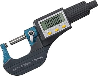 Real Instruments Digital Outside Micrometer Screw Gauge 0-25mm With Lcd Display & Carry Case Ideal For Accurate Measuring Dimensions In Inches & MM (0.001mm) Resolution,+/-0.0001" Accuracy