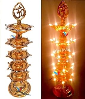 V @35 Deep Lighting Lamps for Pooja Room 2 Pieces Electric Diya Deepak Light Pooja Diya LED Light Mandir Diya for Home Temple Decor |PL101