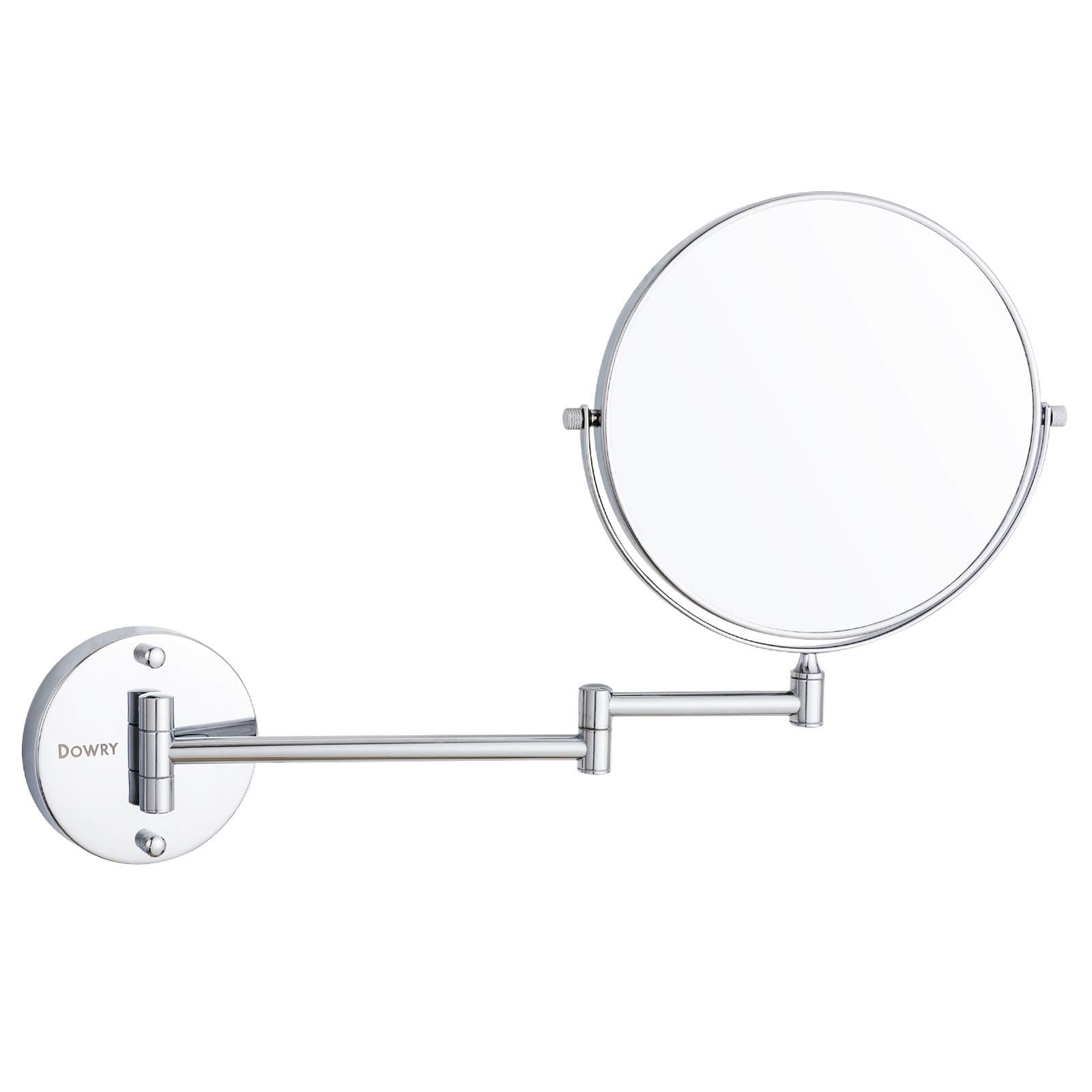 DOWRY 7X Magnification Wall Mount Makeup Mirror, 8 Inch Double-Sided Swivel, 12 Inch Extension, Polished Chrome Finished (D1309-7)