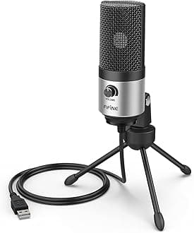 - FIFINE USB Microphone for Zoom Video Meeting Online Class on PC Computer, Metal Condenser Desktop Mic with Gain Control for Windows and Mac, Silver - K669S